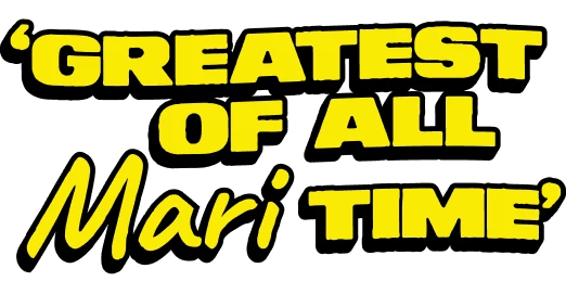 Yellow text on a black background reads: “‘GREATEST OF ALL Mari TIME’”—with "Mari" in cursive and the rest bolded—evoking the adventure of a Dublin boat tour.